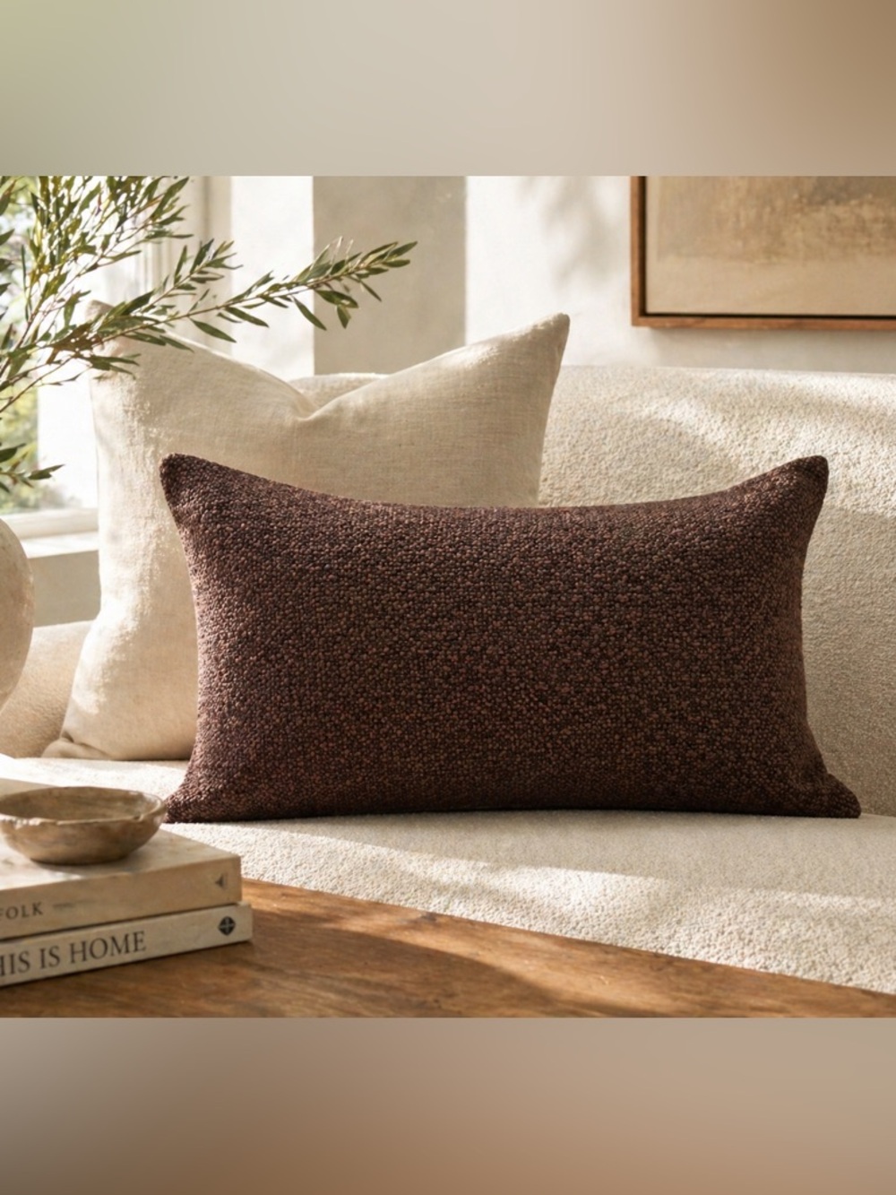 Howard Elliot Designer Chocolate Textured Lumbar Pillow 14x22 Down Insert NWT
